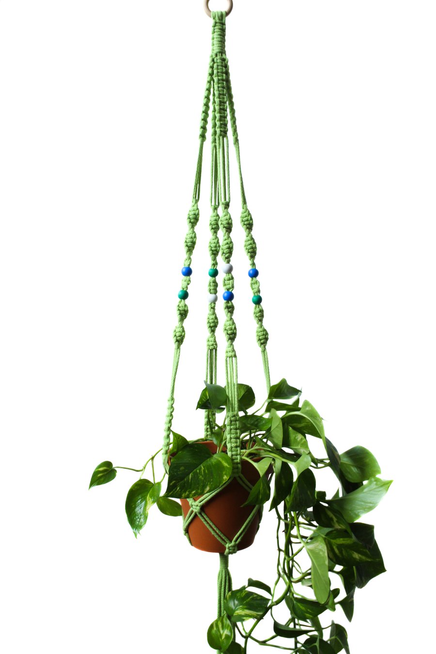 Macrame plant hanger Lime green with multi co... Folksy