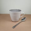 TAUPE GREY AND WHITE SMALL CERAMIC MUG