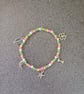 Pretty colourful silver charm bracelet, beaded charm bracelet, stocking filler 