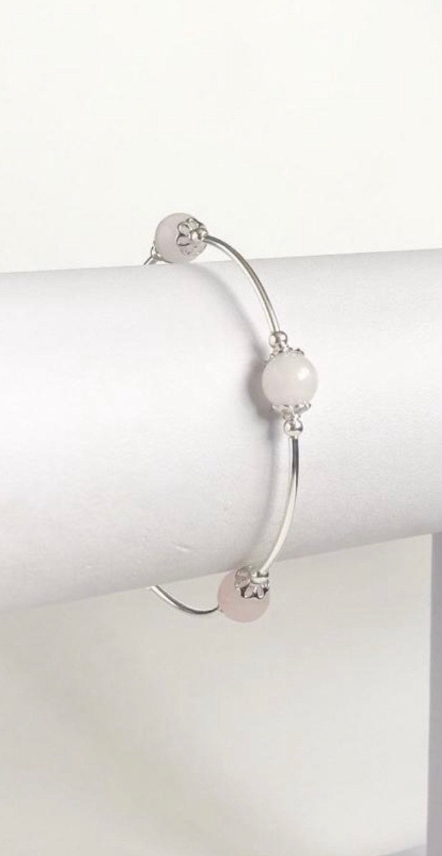 Rose Quartz Sterling Silver Bracelet 