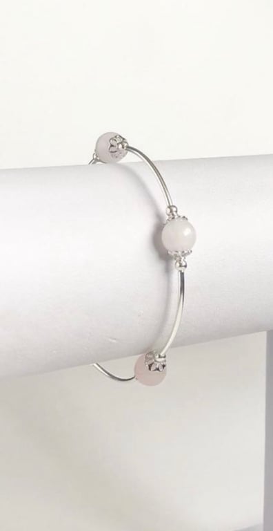 Rose Quartz Sterling Silver Bracelet 
