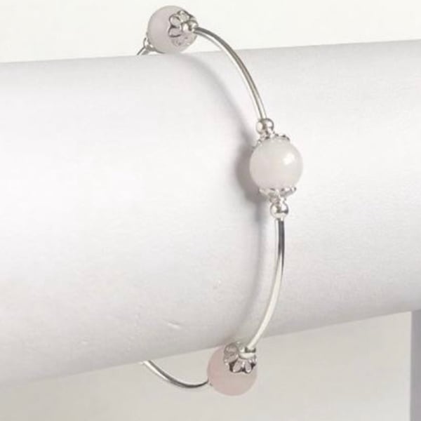 Rose Quartz Sterling Silver Bracelet 