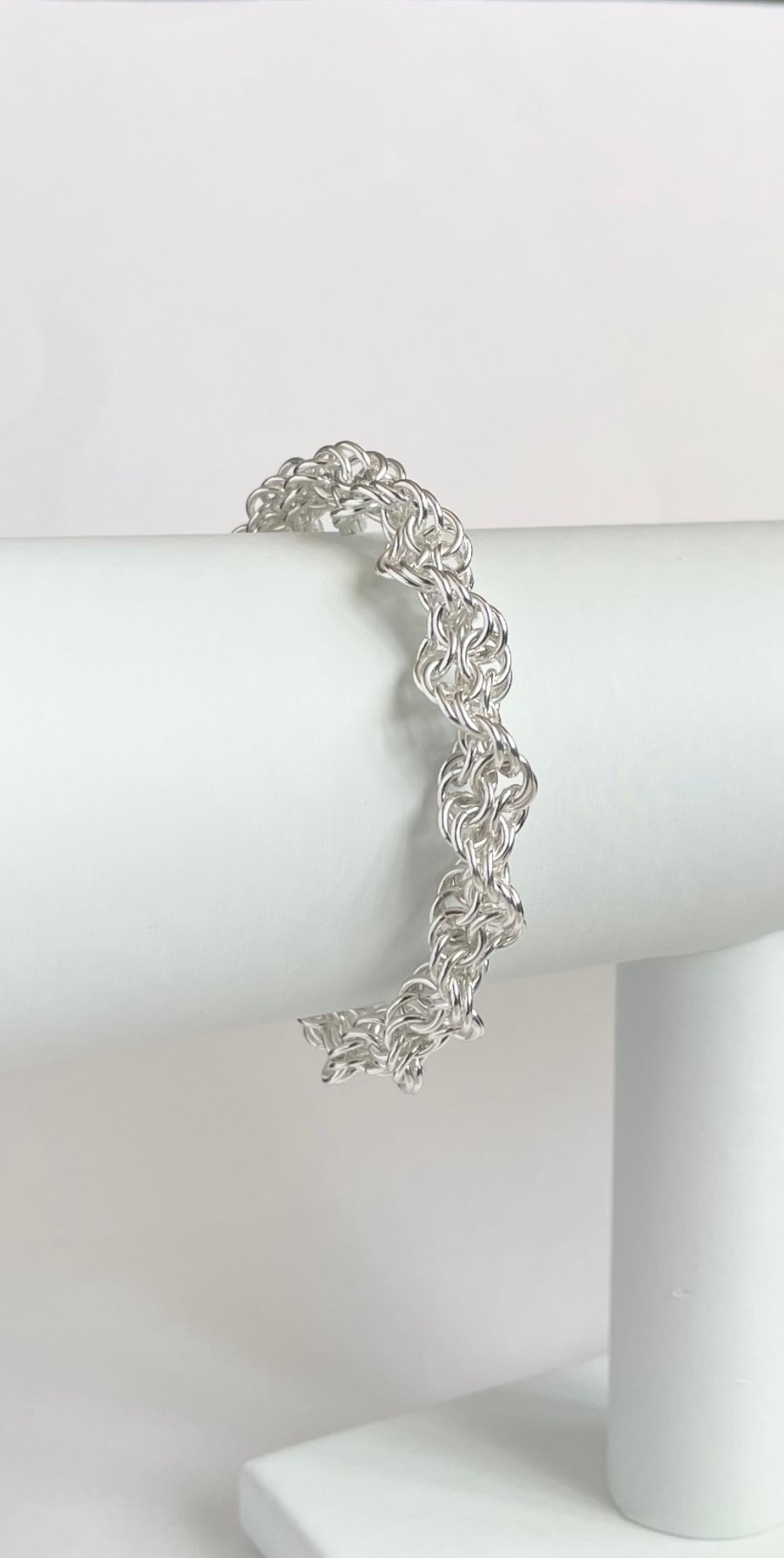 Spiral Chainmaille Sterling Silver Bracelet 