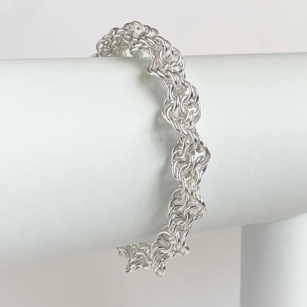 Spiral Chainmaille Sterling Silver Bracelet 