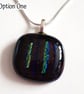 Black Dichroic Fused Glass Pendant - Rainbow Iridescent Necklace - Image 2