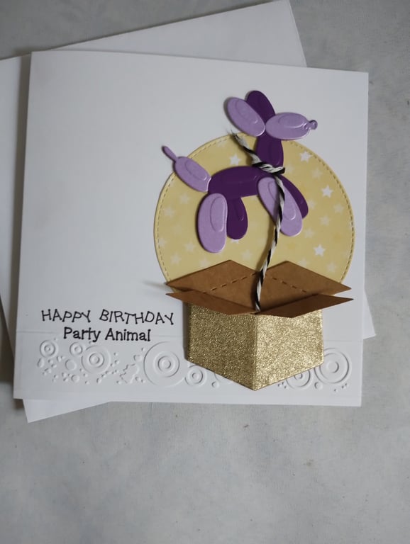 Happy Birthday Party Animal - Purple Balloon Dog 