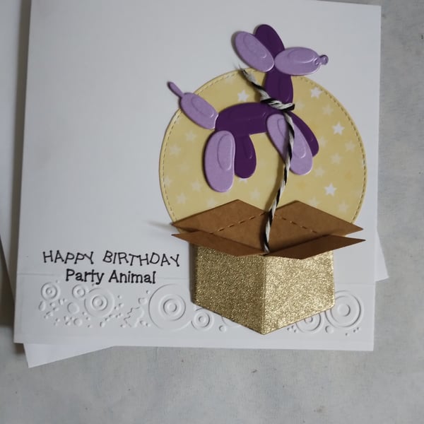 Happy Birthday Party Animal - Purple Balloon Dog 