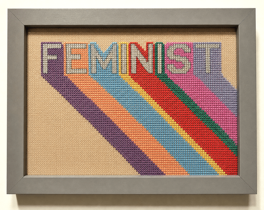 Feminist – Empowering Handmade Cross Stitch – Framed Equality Gift 7x5