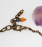 Dainty orange and blue Czech glass boho bead bracelet - Image 9