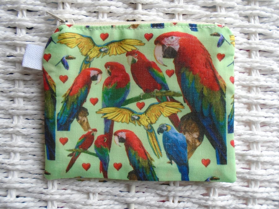Parrot Macaw Themed Coin Purse or Card Holder.