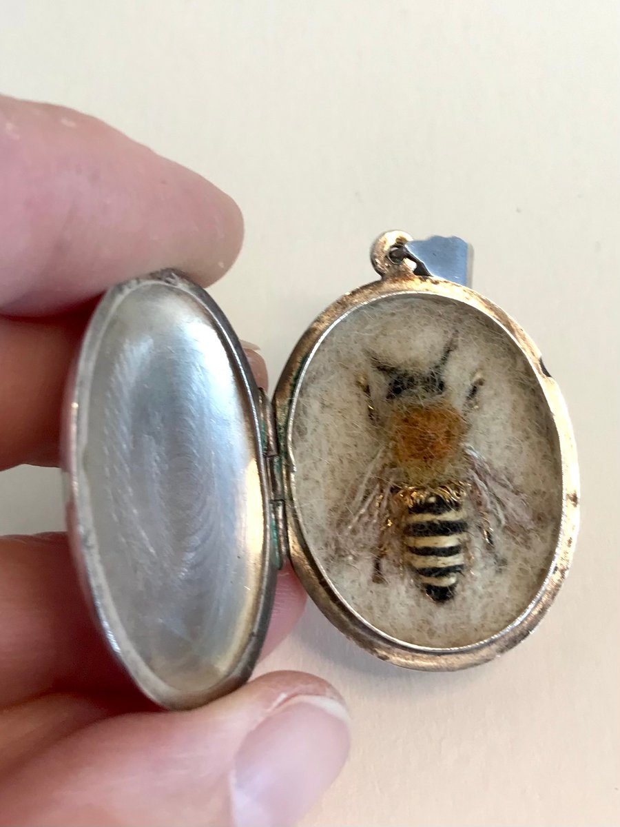 End of Summer Bee Locket - Ivy Bee in a vintage silver locket