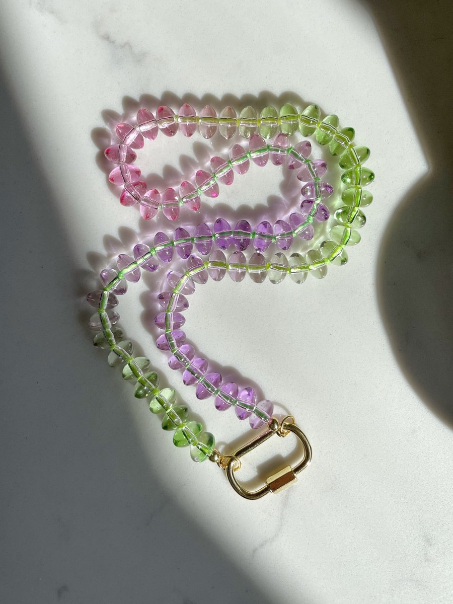 Quartz Neon Beaded Hand Knotted Necklace