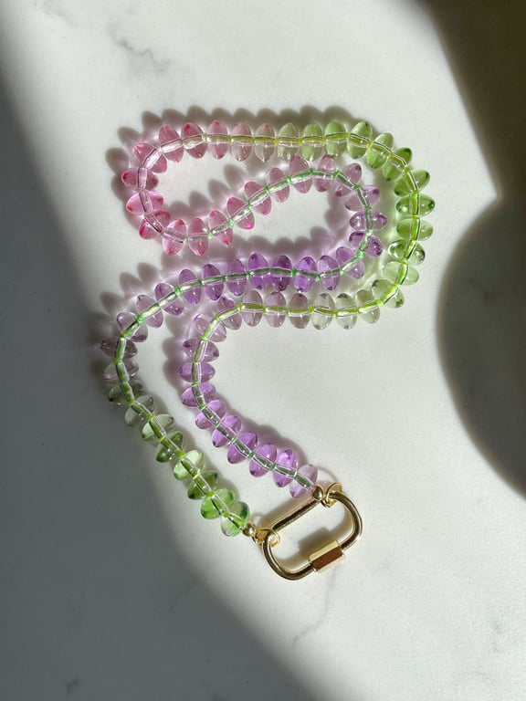 Quartz Neon Beaded Hand Knotted Necklace