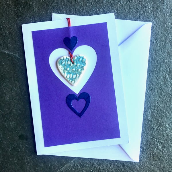 Hug in an envelope - Scandinavian heart handmade decoration and greetings card