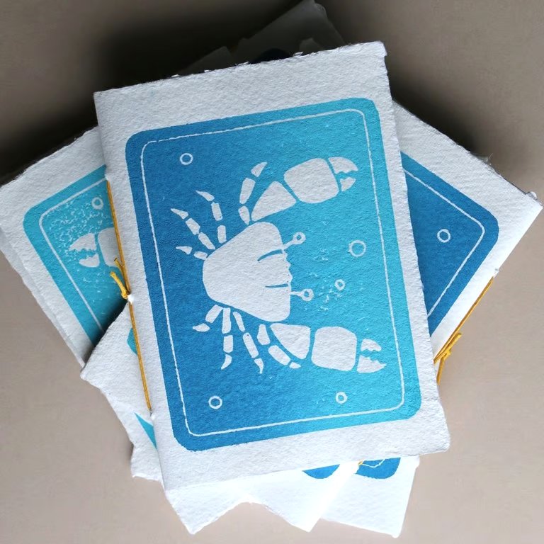Handprinted Blue Crab Notebook