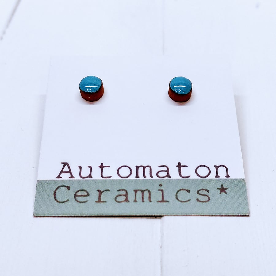 Ceramic blue stud earrings, small ear studs, bright earrings, boho earrings