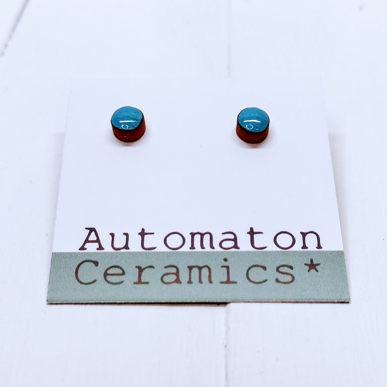 Ceramic blue stud earrings, small ear studs, bright earrings, boho earrings
