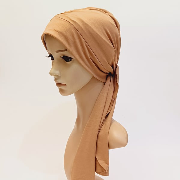 Chemo head wear, turban with ties, alopecia, hair loss coverage, viscose jersey