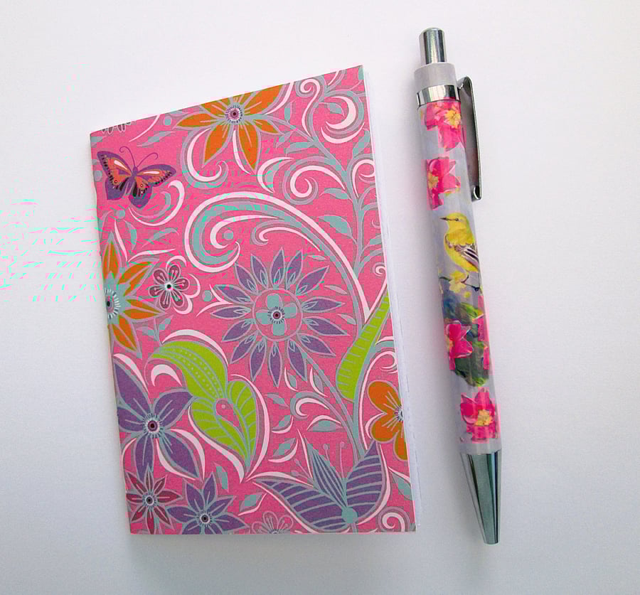 Perfectly imperfect pink floral A7 mini pocket notebook, seconds