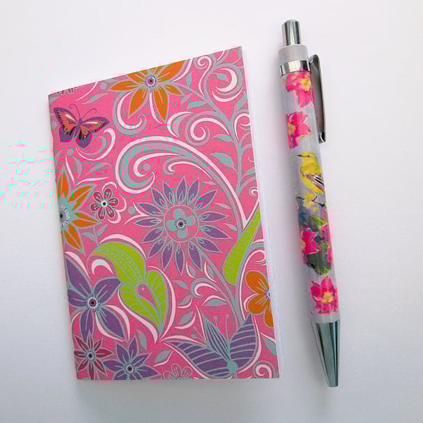 Perfectly imperfect pink floral A7 mini notebook, seconds