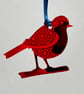 Red mirrored acrylic robin decoration
