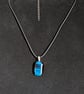 Black Cord Seascape Blues Dichroic Fused Glass Pendant Necklace handmade in UK