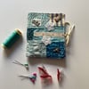 Blue & White Scrap Fabric Hand Stitched Needle Case.