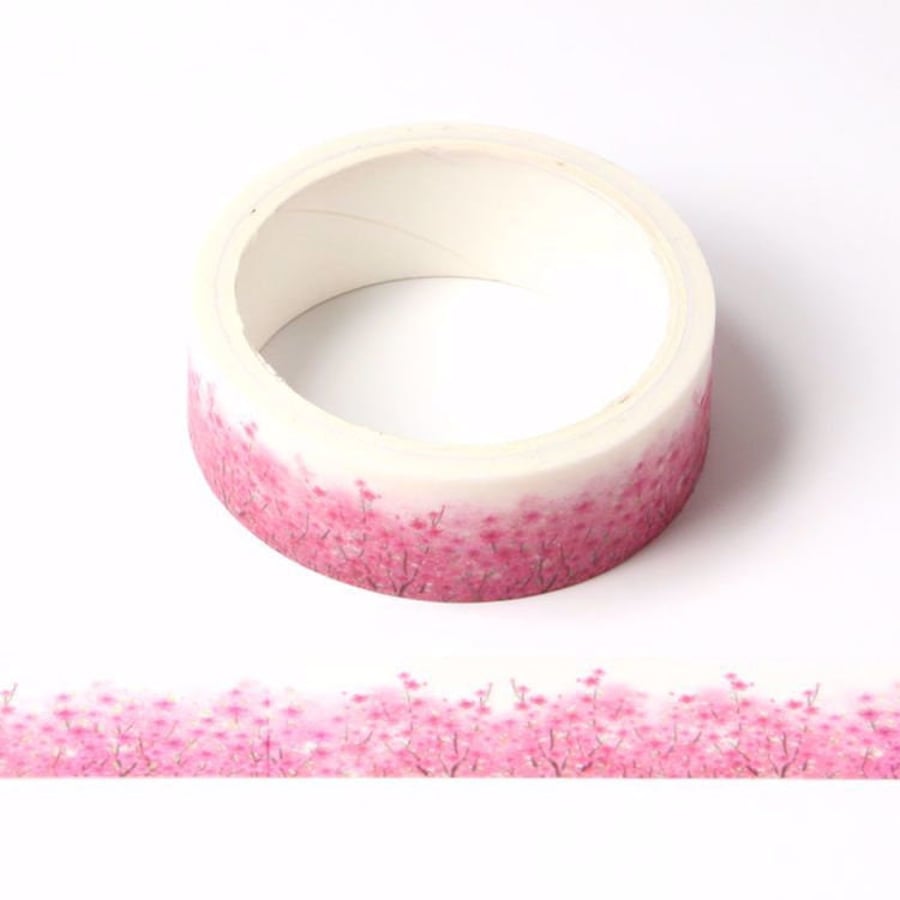 Pink and White Cherry Blossom Tree Washi Tape Decorative Masking Tape 15mm x 5 M