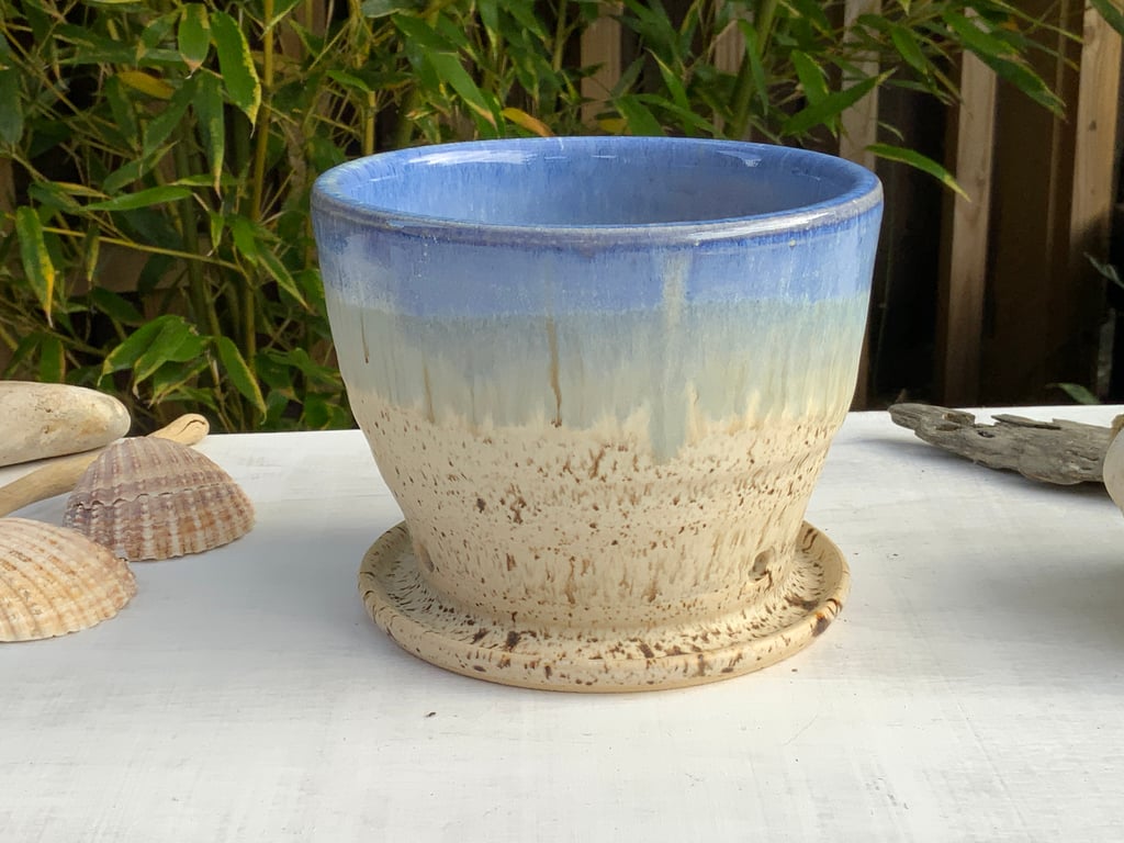 Handmade Planter with Attached Tray