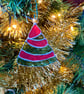 Stained glass small Christmas tree (green and red)