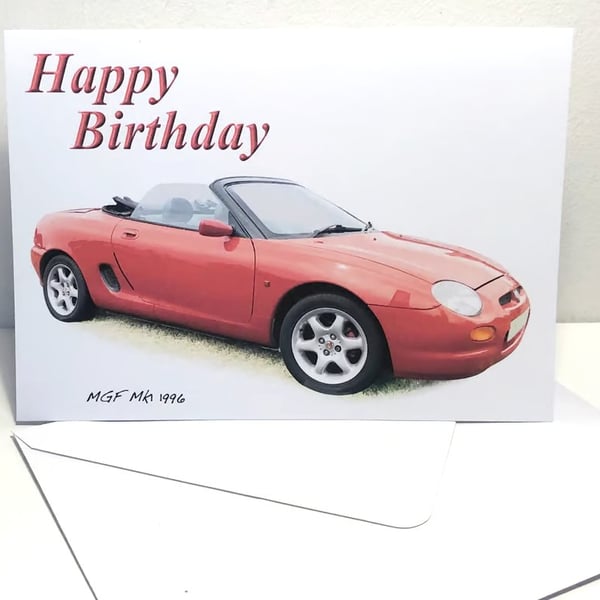 MGF Mk1 1996 (Red) - Birthday, Anniversary, Retirement or Plain Card