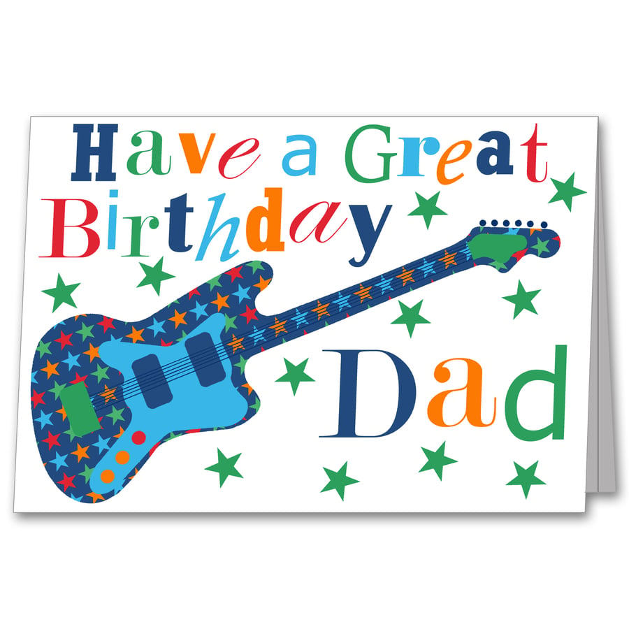 Dad, Daddy, Brother, Grandad or Uncle Guitar Birthday Card.