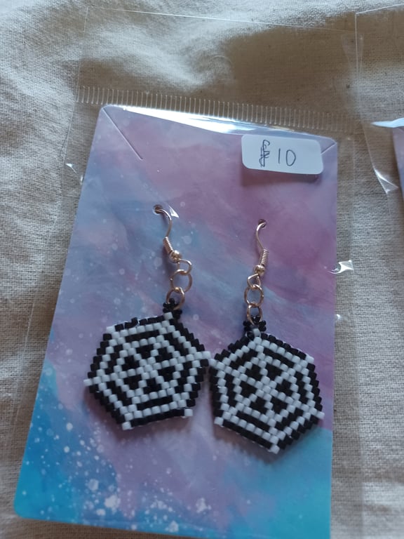 Beaded Spiders Web Earrings 