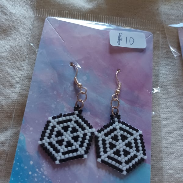 Beaded Spiders Web Earrings 
