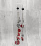Recycled Aluminium Hexagon Dangle Earrings – Red White Coca-Cola Drink Can Meta - Image 3