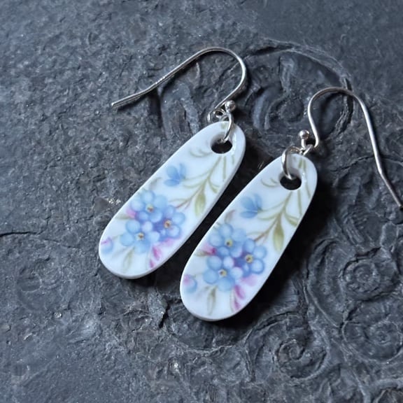 Handmade Forget-Me-Not Earrings Unique Sterling Silver Eco Keepsake Gifts.