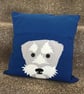Blue Dog cushion with Pocket for Remote Controls - Image 2