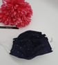 Face mask,  small, 3 layer, adjustable, washable in navy dot - Image 6