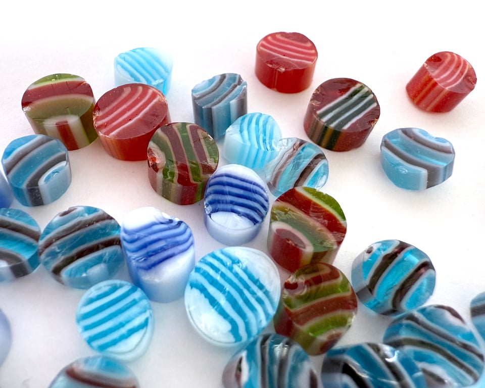 Christmas Bauble mix murrini made with Bullseye 90coe glass