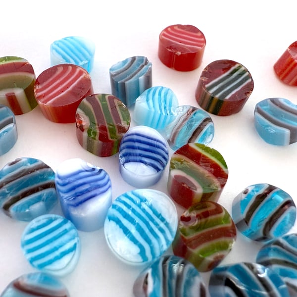 Christmas Bauble mix murrini made with Bullseye 90coe glass