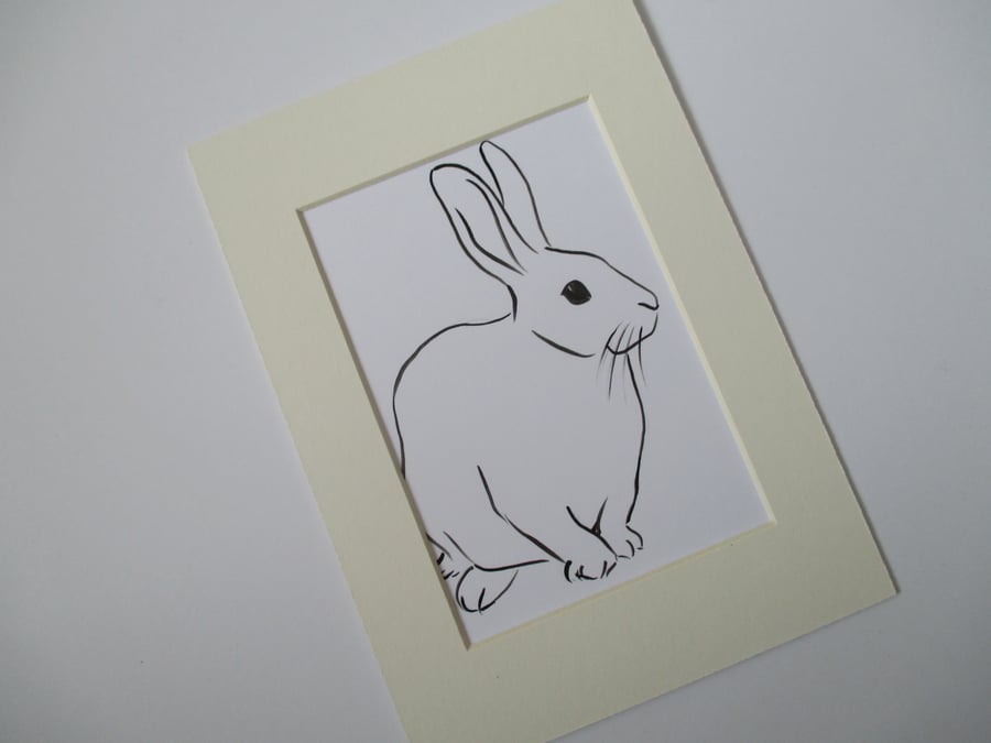 Rabbit Original Bunny Art Line Painting