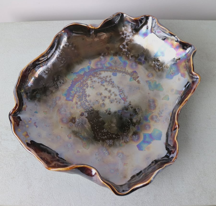 Wavy Crystalline Treacle Handmade Ceramic Bowl