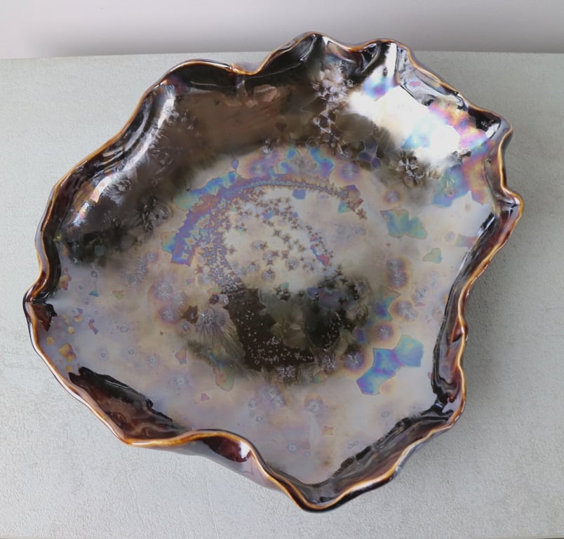 Wavy Crystalline Treacle Handmade Ceramic Bowl