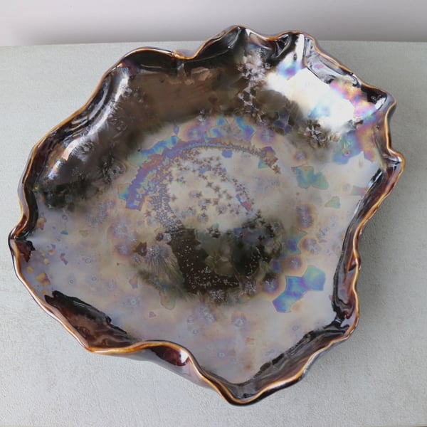 Wavy Crystalline Treacle Handmade Ceramic Bowl