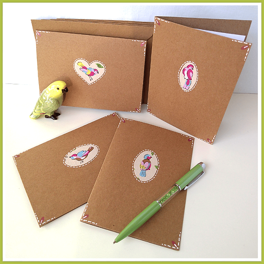 Four notecards with bird detail – blank for any greeting, POSTAGE INCLUDED