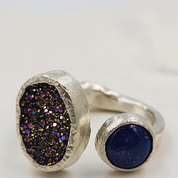 Rainbow and Lapis Toi et Moi Ring