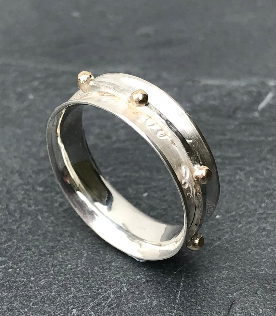 Crown Ring, gold bubbles ring, silver and gold ring, gift for her, crown, 