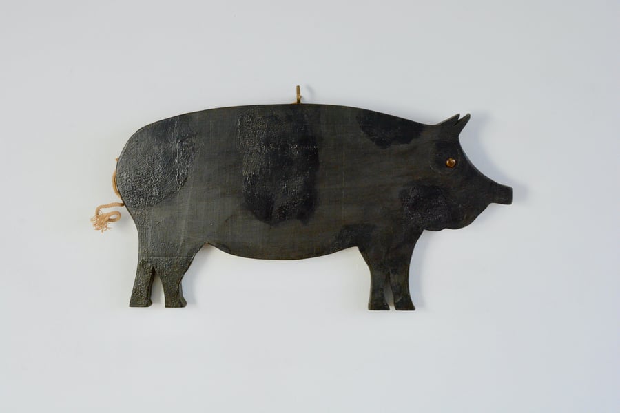 Antique style American folk art wooden pig 