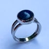 Lapis Lazuli Cabochon on Polished Sterling Silver Ring, 100% handmade