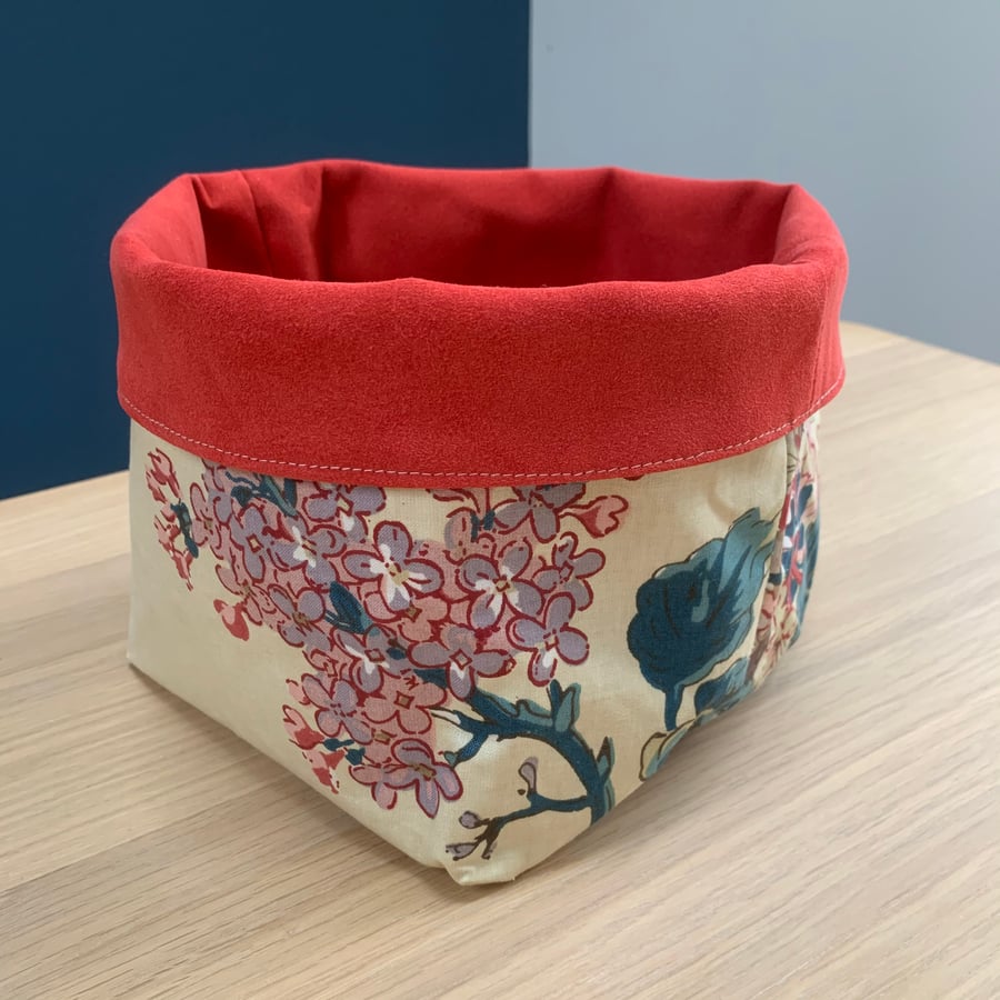 Faux suede fabric basket